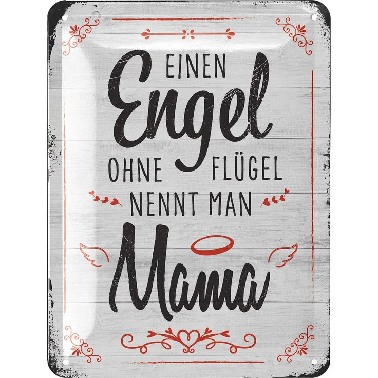 LANOLU Blechschild Engel Mama - 15x20cm – Metall – Weiß – 15150 – Bild 1