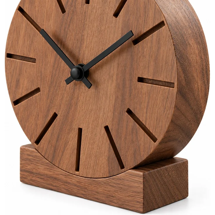 Natuhr Wanduhr T1401D Boom Wand- und Tischuhr aus dunkler Eiche – Massivholz Eiche – Eiche dunkel – 17 × 17 × 4 cm – Bild 3