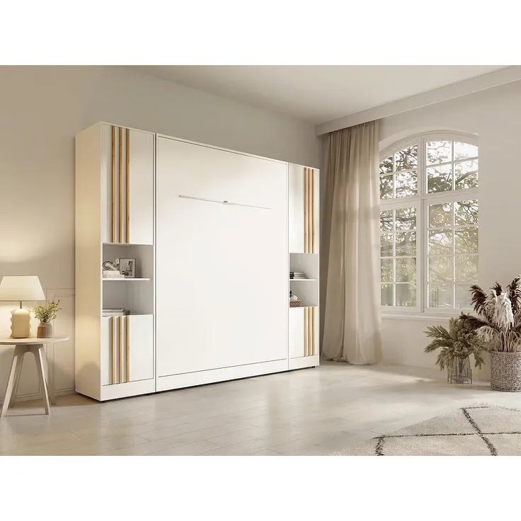 Vente-unique - RAPILI Bett Holz, Platte Weiß - B 51,2 cm239,2 cm x H 225,2 cm x L 259 cm – Bild 2