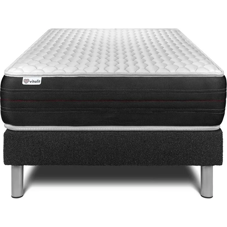 Matratzenset VITAL SPRING 120 x 190 cm Bettrahmen Kit Schwarz