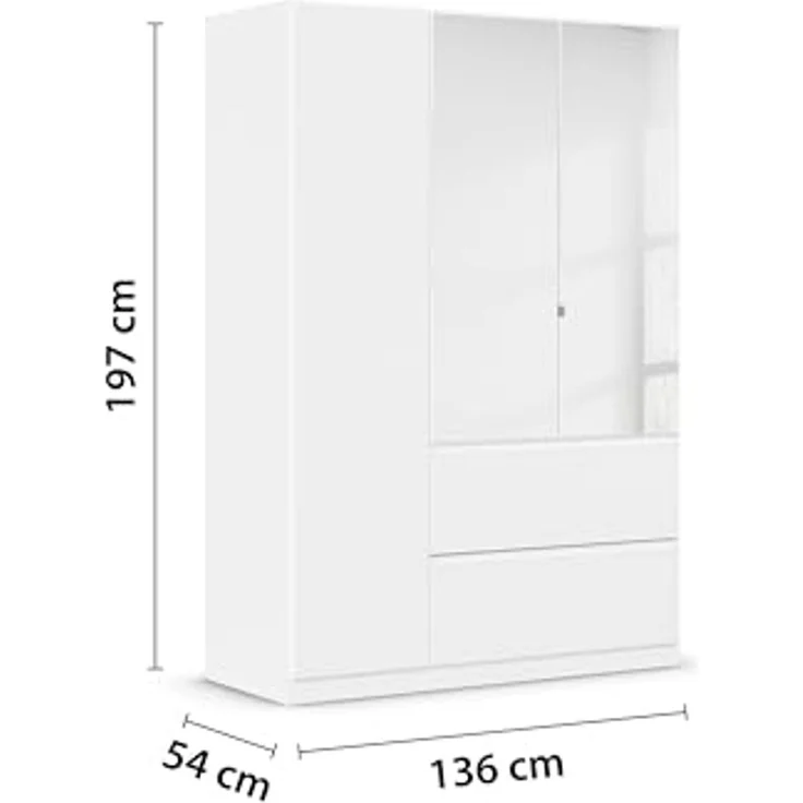 rauch Drehtürenschrank Kleiderschrank Schrank Garderobe COSTA in den Breiten 91/136/181 cm (in 3 Ausstattungen BASIC/CLASSIC/PREMIUM) mit Spiegel, grifflose Front und Push-to-Open Funktion MADE IN GERMANY – Bild 3