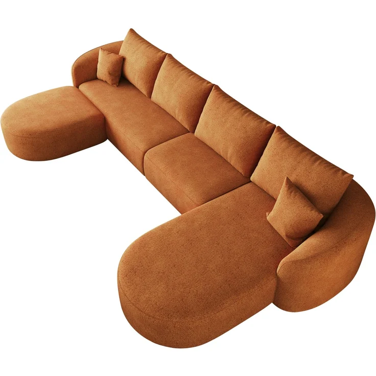 U-förmiges Ecksofa 336×168×85 cm in Orange aus Chenille-Stoff, modular und montagefrei – Bild 8