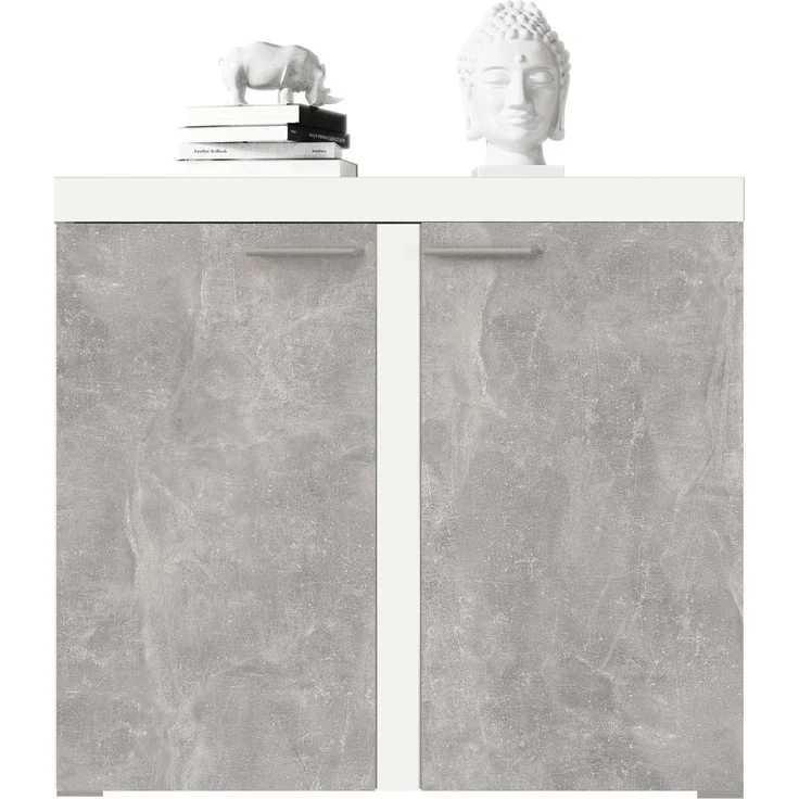 AX LIVING Schmal Kommode Spacoro 2D Eleganz für Ihr Zuhause Weiß/Beton – Bild 3