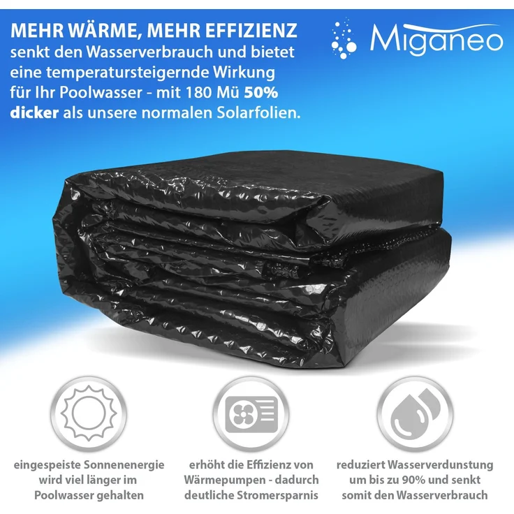 Miganeo Pool Solarfolie 260 x 160 cm rechteckig | 180 my | schwarz – Bild 2