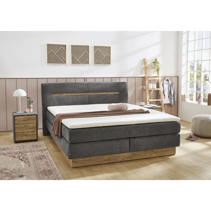 Jockenhöfer 'Nika Max' Boxspringbett, 180x200 cm, Chenille Dunkelgrau – Bild 1