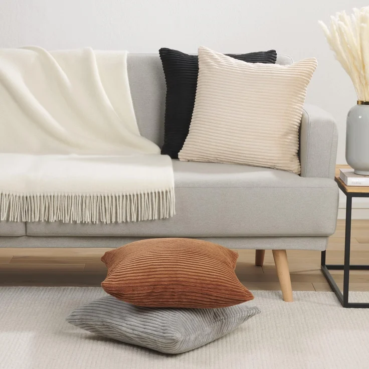 Blumtal Kissenhülle 2er Set Kissenbezug 40x40 cm– Kord Bezug, (2 Stück), weiche Cord Kissenbezüge mit verstecktem Reißverschluss – Bild 7