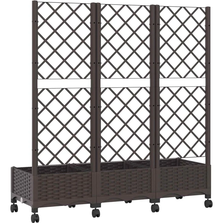 vidaXL Pflanzkübel mit Spalier und Rädern Braun 120 x 40 x 131,5 cm PP 3423051 – Bild 5