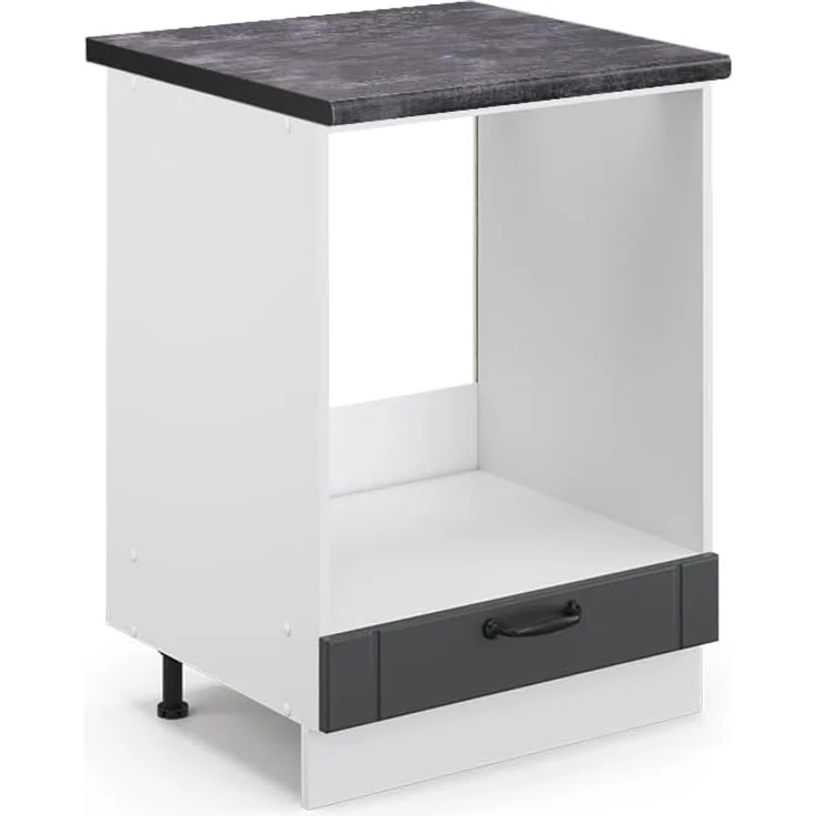 Vicco Herdumbauschrank Fame-Line, Anthrazit Landhaus/Weiß, 60 cm, AP Anthrazit