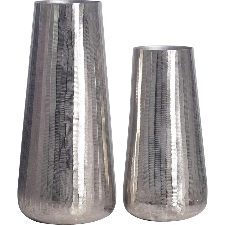 Deko Vase 2er Set Aluminium Silber Rund Blumenvase Modern – Bild 6