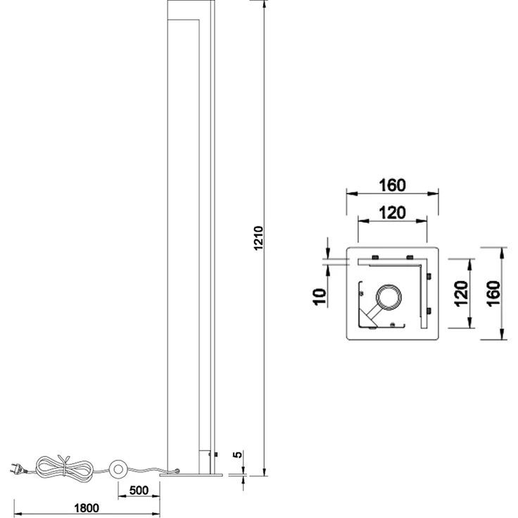 Kleine dimmbare LED Stehleuchte mit Naturholz, Höhe 120cm – Bild 8
