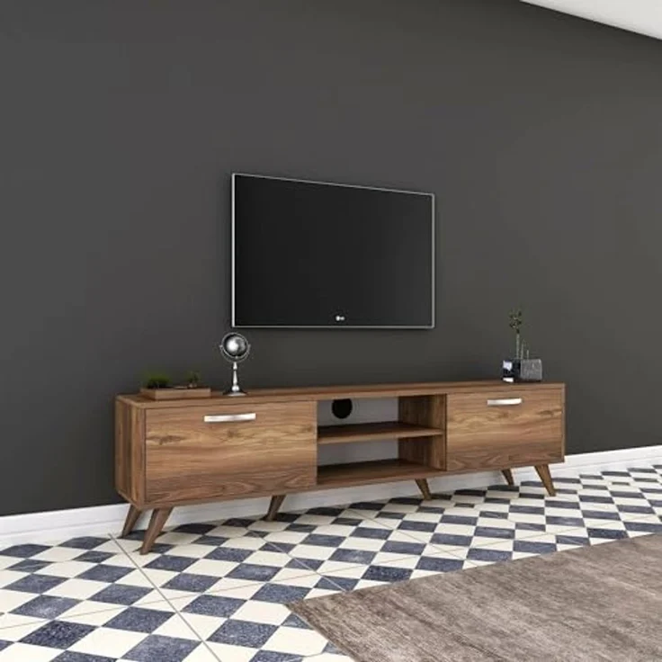 Dmora Aldh, Sideboard, Wohnzimmerschrank, niedriger Schrank für TV, Wandbasis, 180 x 35 x 49 cm, Walnuss – Bild 7