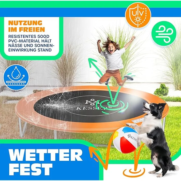 KESSER® Trampolin Randabdeckung, 100% UV-beständig, reißfest, Federabdeckung, Orange, ‎244 x 244 x 2 cm – Bild 4