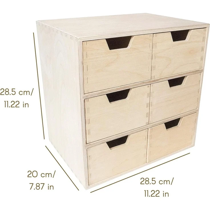 Creative Deco Schubladenbox Schubladenelement Mini-Kommode für Kleinigkeiten aus Birkensperrholz, (6-St) – Bild 2