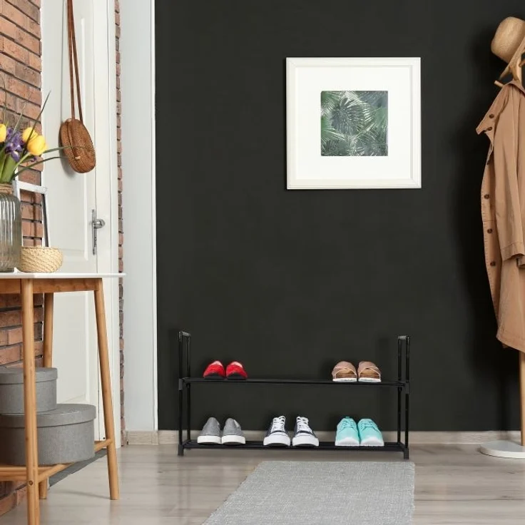 Schwarzes Schuhregal aus Metall – Bild 2