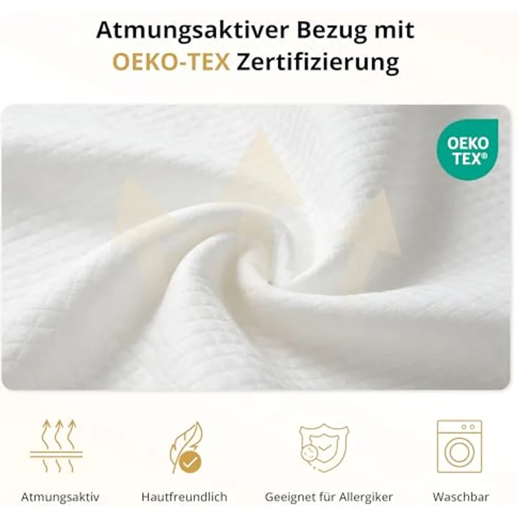 EGO Home Matratzen Topper Memory Foam 140x200 cm mit 5 cm Höhe, atmungsaktiver Matratzentopper, Matratzenauflage, Mattress Topper für Bett und Boxspringbett, Bezug Waschba – Bild 4