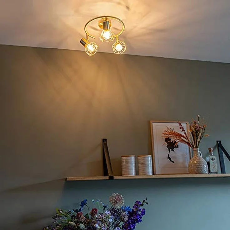 Qazqa LED Aufbaustrahler Mosh, ohne Leuchtmittel, E14, Messing, Modern, Stahl, 3-flammig – Bild 2