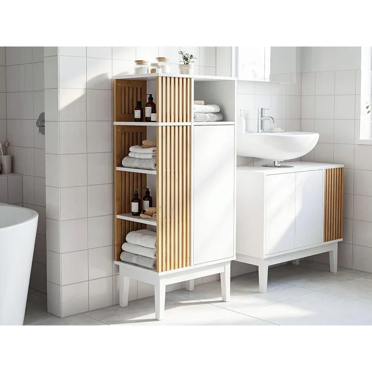 Badezimmerschrank NUBES 52 cm Hellbraun Weiß – Bild 2