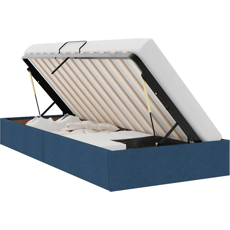 vidaXL Ottoman Bettgestell mit Speicher Blau 100 x 200 cm Stoff 3442807 – Bild 2