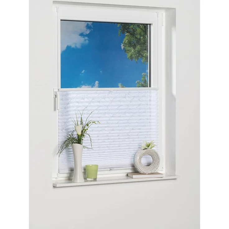 K-home Klemmfix-Plissee , Ausbrenner Stoff, weiß, 70x210 cm (B x L) – Bild 3