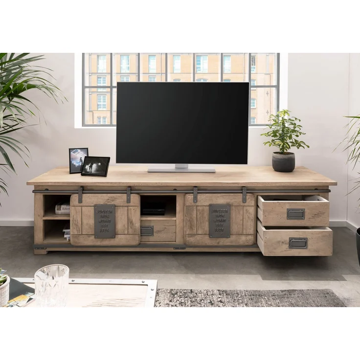 TV-Board Mango 200x55x50 whitewash lackiert RAILWAY #351 – Bild 4