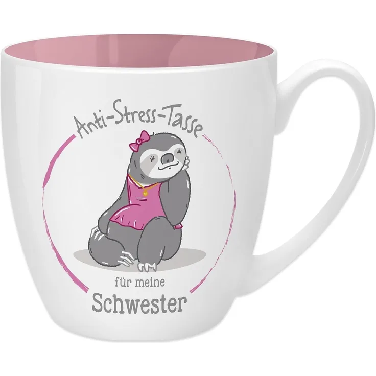 GRUSS & CO Anti-Stress-Tasse Motiv Schwester | Tasse mit Spruch, 45 cl, New Bone China | Geschenk für Sie | 45507, 1 Stück (1er Pack)