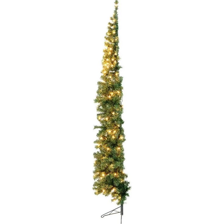 COSTWAY Künstlicher Weihnachtsbaum, 210cm halb, 450 PVC Spitzen, 150 LEDs