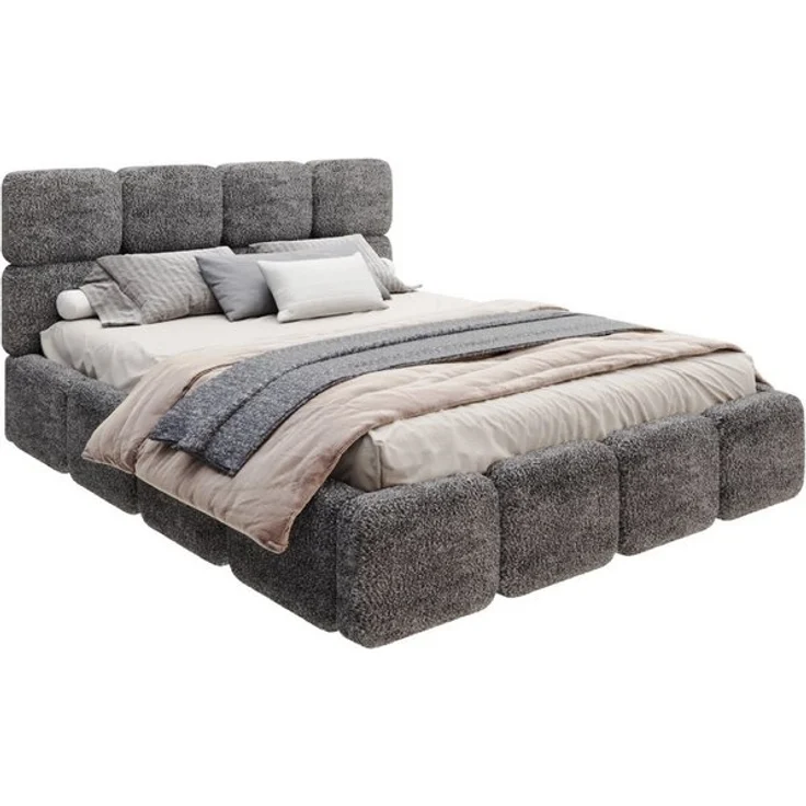 FDM Polsterbett CLOUDY Bettgestell Bett 140x200, 160x200, 180x200 cm Bestseller (verfügbar 140x200 160x200 180x200cm, Bettrahmen, Bett, mit großen gepolsterten Kopfteil, mit Bettkasten zum aufklappen), Hebbarer Metallrahmen, Bettkasten, ohne Matratze – Bild 4