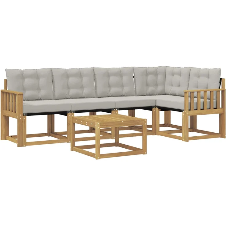 vidaXL Outdoor-Sofagarnitur 6 stk. 5-Sitzer Weiß und Hellgrau 3389497 – Bild 2