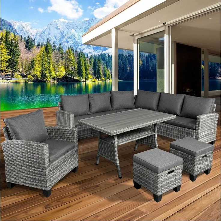 BRAST Gartenlounge-Set Hacienda, bis zu 10 Personen, viele Farben inkl. Kissen & Abdeckung, (1-tlg), TÜV geprüft Outdoor Loungemöbel – Bild 5