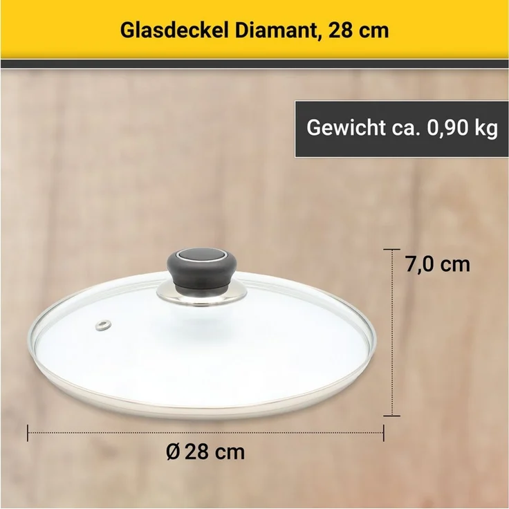 Universaldeckel 28 cm mit Kunststoffknopf / Glasdeckel / Universal - Deckel / Pfannendeckel / Topfdeckel – Bild 4