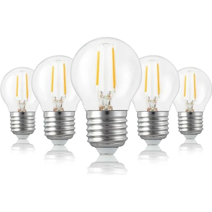 hellum LED Glühbirne E27 mit 2,2W als Ersatz für Glühbirne 25W, Mini Globe 250 Lumen 2700 Kelvin warmweiß, LED Glühlampe in klar für E27 Beleuchtung, 5 Stück 220407 – Bild 1