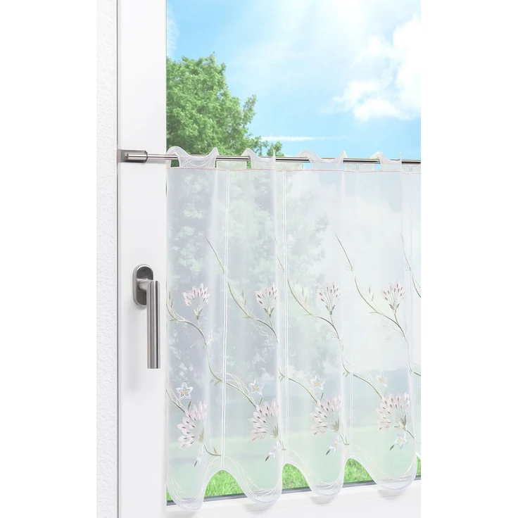 Scheibengardine Plauener Spitze - Blütenreich (Bx H) 240cm * 55cm Grün/Lindgrün – Bild 4