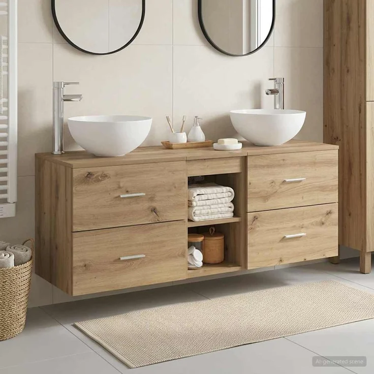 vidaXL Badezimmerschrank-Set 3 stk. Artisan-Eiche 129 x 35 x 80 cm 3405794 – Bild 1
