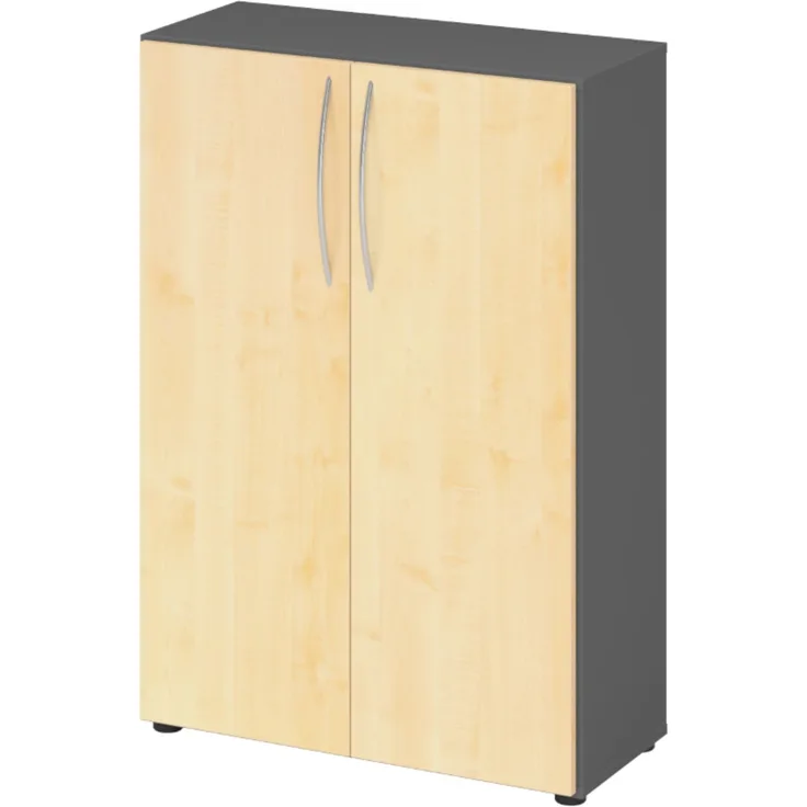 bümö® Sideboard mit Flügeltüren 3 OH in Graphit/Ahorn