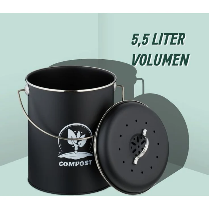 Relaxdays Komposteimer mit Geruchsfilter 5,5 Liter – Bild 3