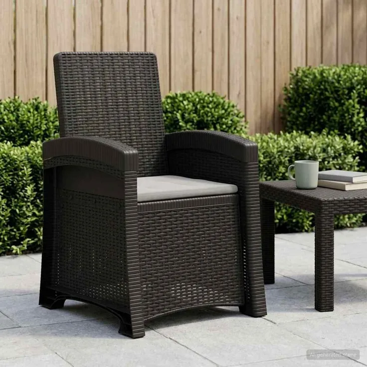 vidaXL Liegesessel Garten Rattan-Optik Anthrazit und Hellgrau PP 8012003