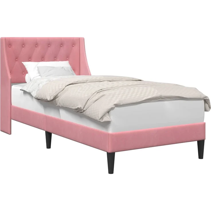 vidaXL Bettrahmen mit Kopfteil Rosa 100x200 cm Samt 42027409 – Bild 2