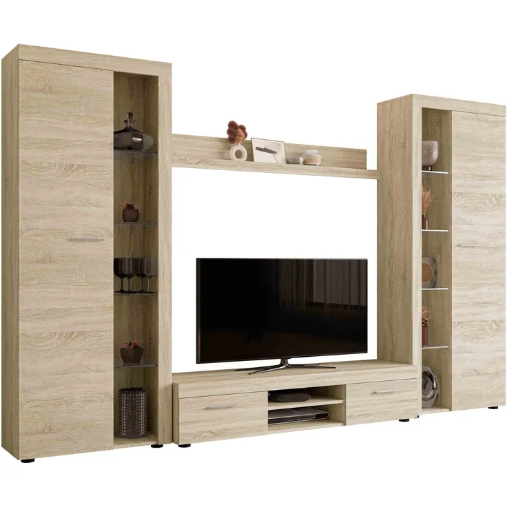 Wohnwand Rango XL (Farbe: Sonoma Eiche, ohne Beleuchtung)