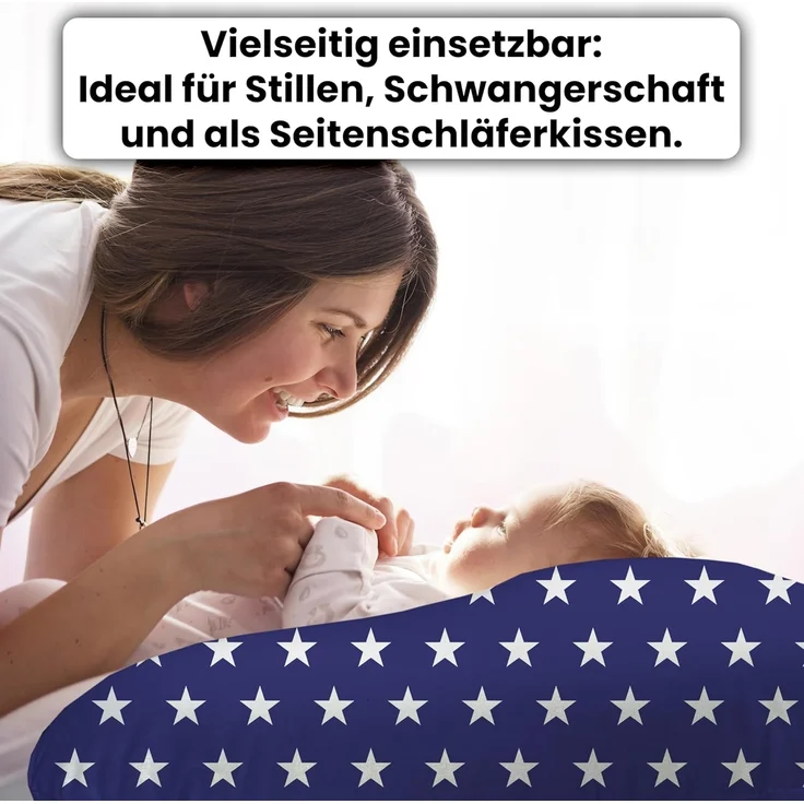 Amilian Stillkissen Lagerungskissen - Seitenschläferkissen - Stillkissen klein, Schwangerschaftskissen zum Schlafen, pregnancy pillow mit Füllung (60x42 cm), für Mütter und Babys – Bild 5