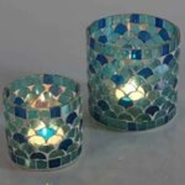 Orientalisches Mosaik Windlicht Athen Hellblau M – Bild 9
