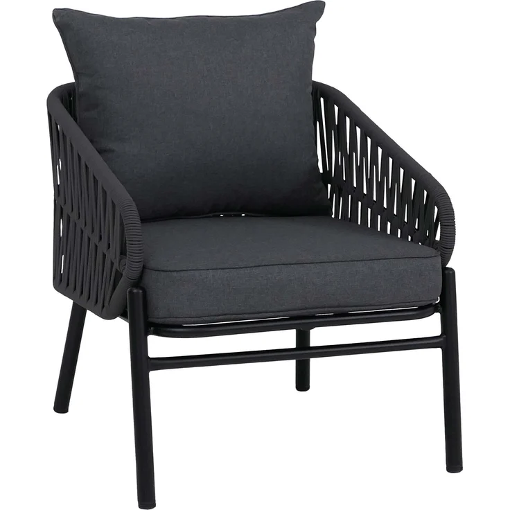 Aluminium-Gartenstuhl HWC-P90, Loungestuhl Sessel Outdoor, Seilgeflecht Rope Stoff/Textil (180g/m²) ~ anthrazit – Bild 9