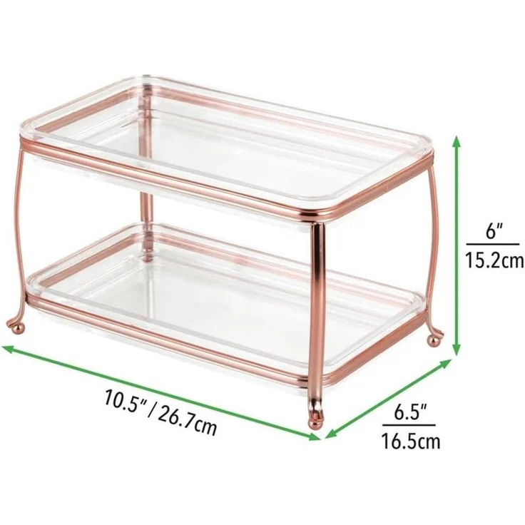 Schminkaufbewahrung Kosmetik Organizer 2 Etagen mDesign transparent/rosegold – Bild 2