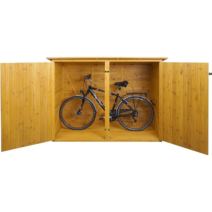 1er-Fahrradgarage HWC-H60, Fahrradbox Geräteschuppen Gerätehaus, MVG abschließbar 152x184x98cm ~ braun – Bild 3