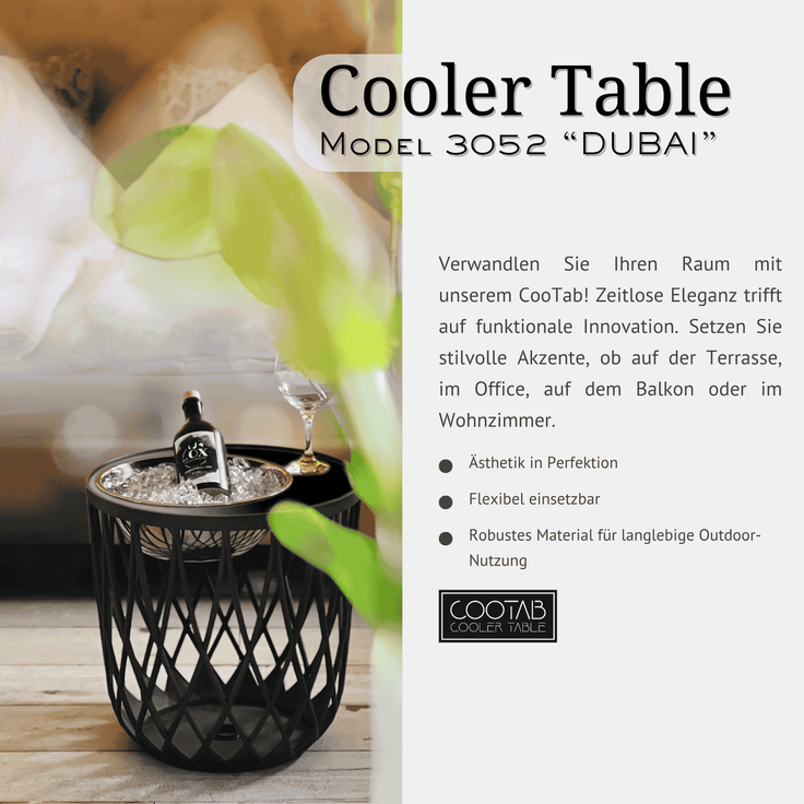 COOTAB Cooler Table DUBAI 4-in-1 Loungetisch mit Edelstahl-Weinkühler – Bild 2