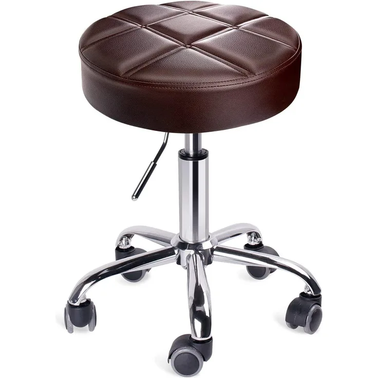 Leader Accessories Drehhocker höhenverstellbar Rollhocker Funktionaler Arbeitshocker Studiohocker im modernen Design Braun(Sitz Φ35cm)