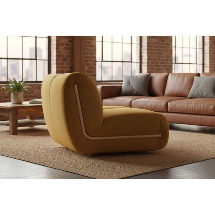 KAWOLA Sessel LAYLA Sitzelement Velvet gelb 74 x 99 x 92 cm – Bild 4
