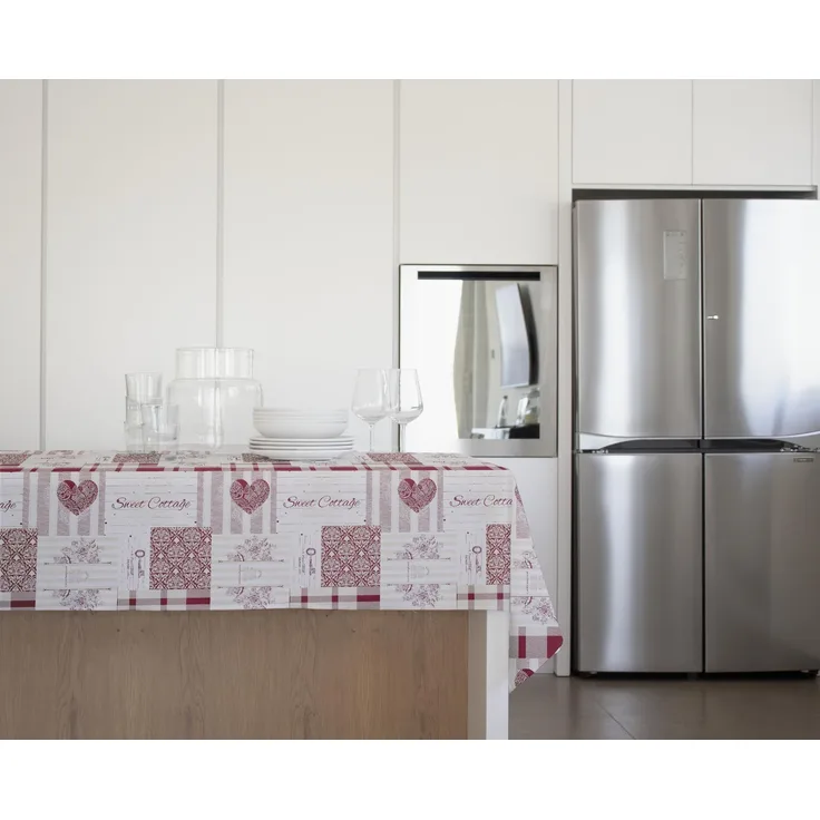GEMITEX Traditionelle Tischdecke, Plüsch, gewachst, wasserdicht und schmutzabweisend, Dekor 4163 Tiroler Rot, ideal für quadratische und runde Tische für 4 Personen, 140x140 cm, hergestellt in