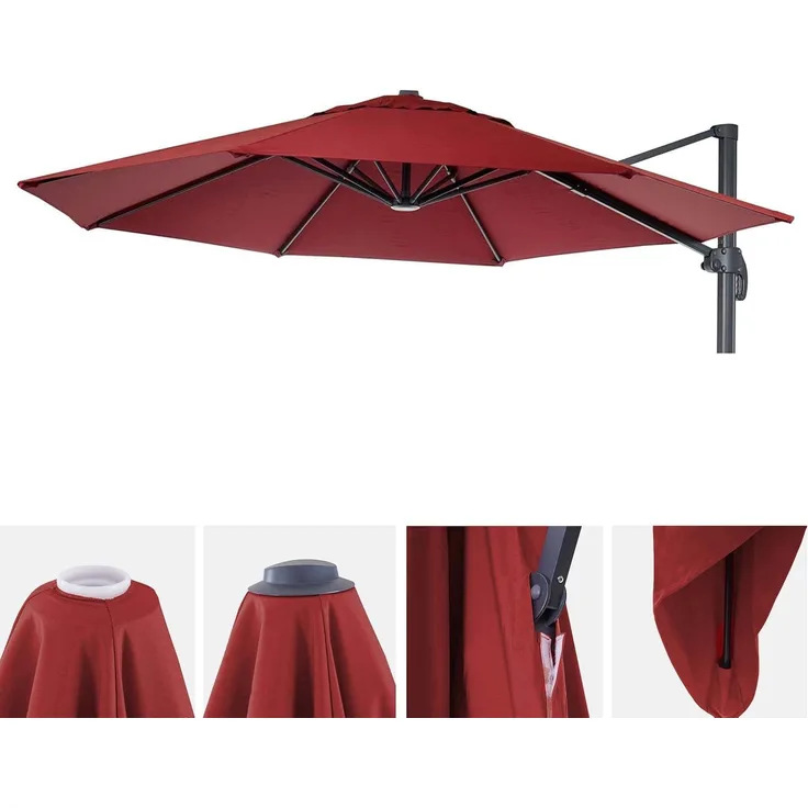 Sonnenschirmbezug HWC-A96, 8 Streben rund Ø3,5m 220g/m² Polyester, Ersatz-Bezug z.B. für Ampelschirm HWC-A96 ~ bordeaux