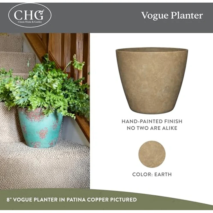 Classic Home & Garden Vogue Pflanzgefäß, 20,3 cm Earth – Bild 3