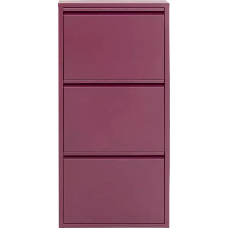 Kare Design Schuhschrank Caruso, Beere, 104 x 50 x 15 cm, Schuhablage, Schuhkipper, Schuhregal, mit 3 Klappen, für 6 Paar Schuhe, Stahl, Schmal, Platzsparend, Hoch, Eingangsbereich